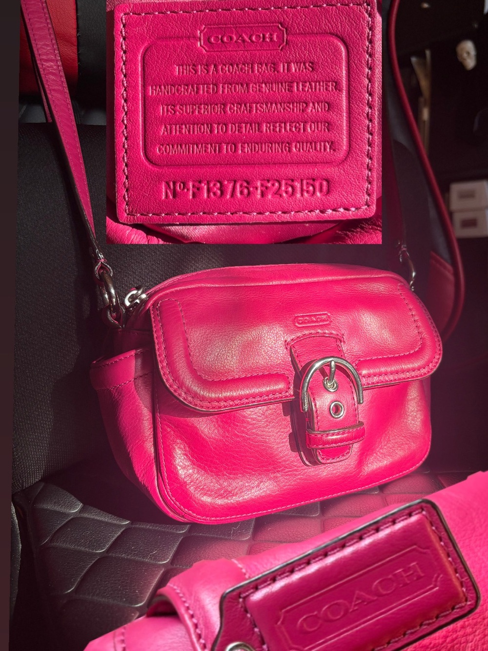 Fuchsia Coach Campbell Leather Crossbody Soho Camera Bag